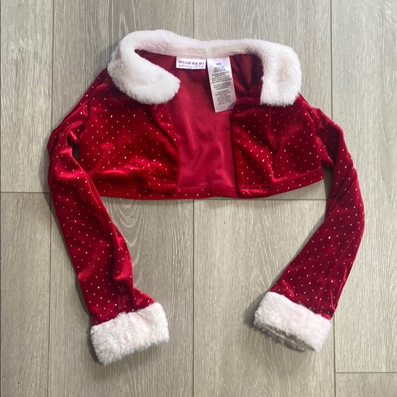 Girls Red Velvet Holiday Dress Sz 5 4 4T 5T Rhinestone Blueberi Boulevard Clause - Picture 6 of 7